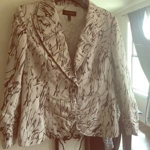 Escada Cream and Brown Marble-Print Blazer